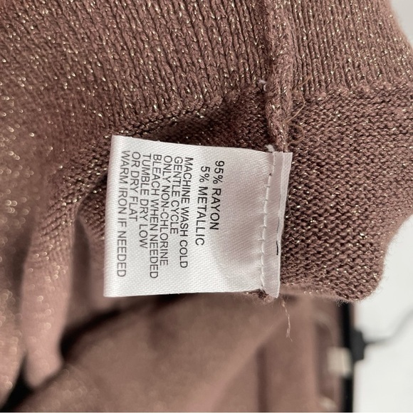 Loft Rose Gold Metallic Thread Zip Accent Banded Long Sleeve Cuffs Bottom - Picture 5 of 12